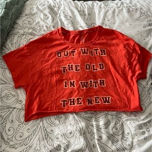 Out with the old in with the new cropped tee